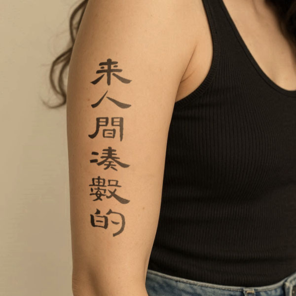 Chinese tattoo placement example on upper arm