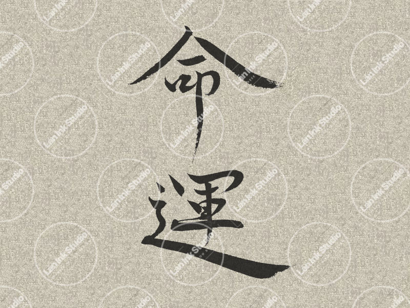 Chinese tattoo design for Destiny (命运 mingyun) in traditional handwritten Chinese calligraphy